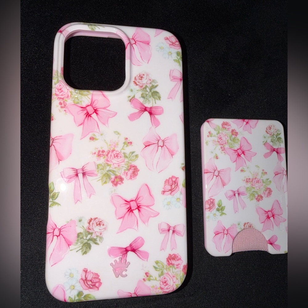 Floral Pink Phone Case with Card Holder